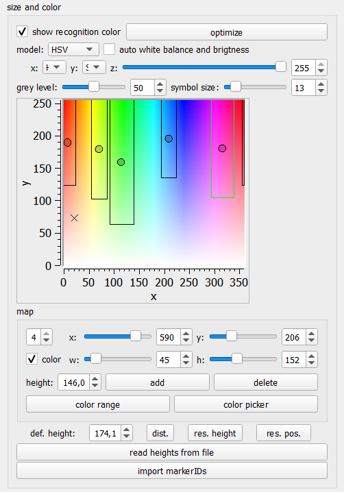Color Selection part of recognition tab