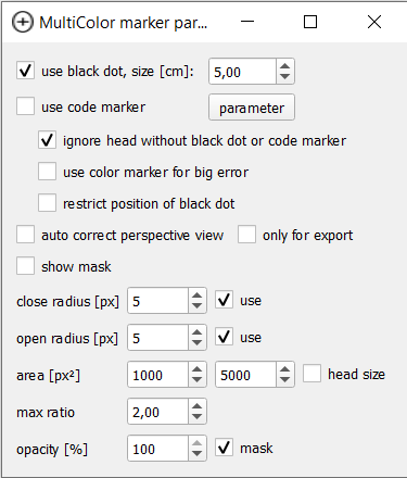 parameter window of multicolor marker